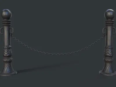 Street Bollard 01 PBR Game Ready Low-poly 3D model