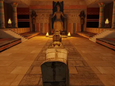 Triple Mummification Coffin Chamber Ritual Fire Hall 3D model