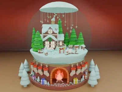 Snow Globe Low-poly 3D model