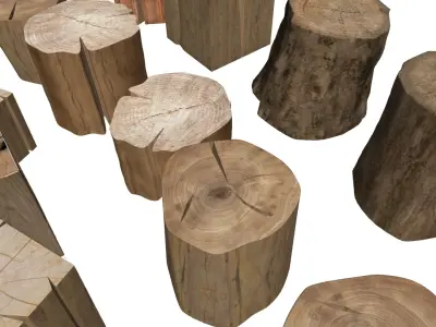Modern log stumps 3D model