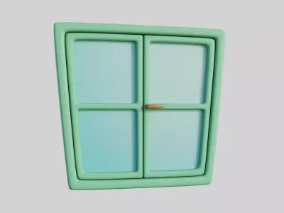 Cartoon Window 3b Low-poly 3D model