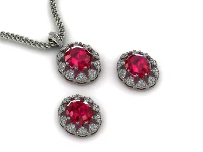 Diamond ruby pendant set 3D print model