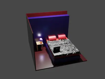 Bed Room Low-poly 3D model get