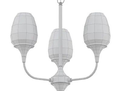 PRAISE three light chandelier in brass with frosted glass 3D model