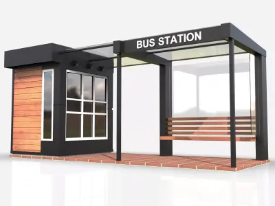 Bus station 3D model
