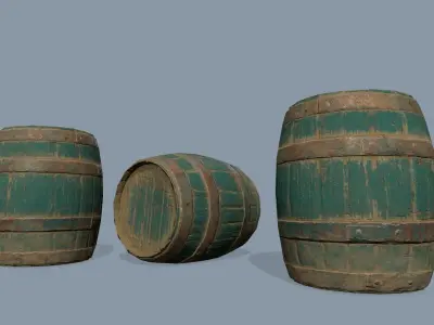 Wooden Barrel Low-poly 3D model