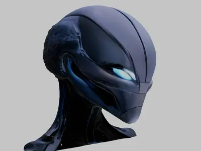 Fantasy Lowpoly Alien Head Bust Sculpt Figure Printable Low-poly 3D model