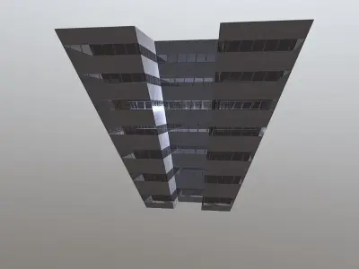 Dystopian Block Building Low-poly 3D model