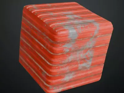 Worn Red Painted Corrugated Steel Siding PBR Seamless Texture