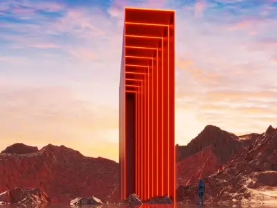 Futuristic sci-fi art Portal in Wastelands 3D model