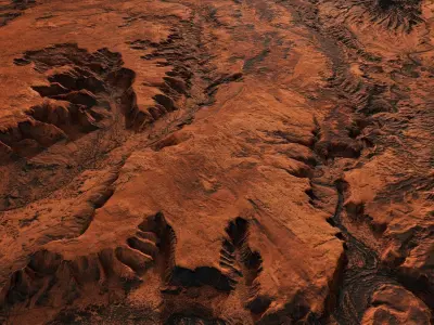 Mars Planet Landscape 20x20km Desert Terrain Valley PBR  Low-poly 3D model