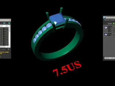 Light Gold Diamond Men Ring 2MR099 3D model