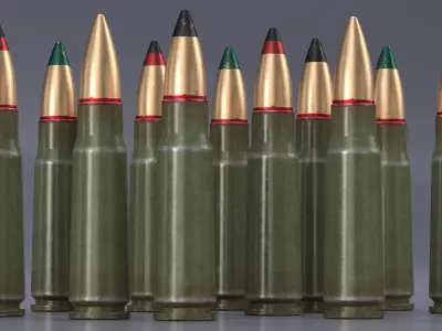 Soviet or Russian Cartridge  for AK 47 3D model