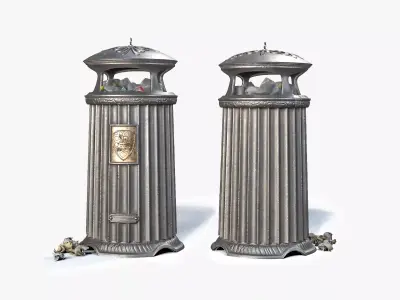 Street Vintage  Trash Can 3D model