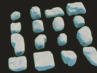 Stylized Rock Pack  16 Rocks game ready Low-poly 3D model