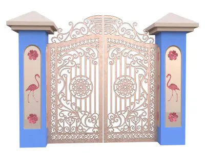 Decorative Ornate Garden Gate Low Poly PBR 3D Model Low-poly 3D model