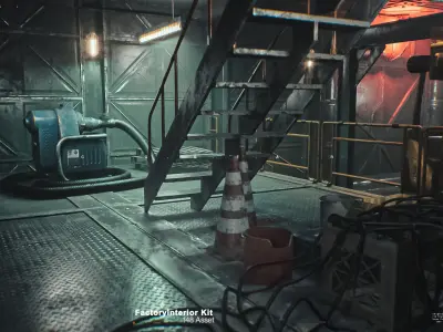 Modular Factory interior Kit Low-poly 3D model