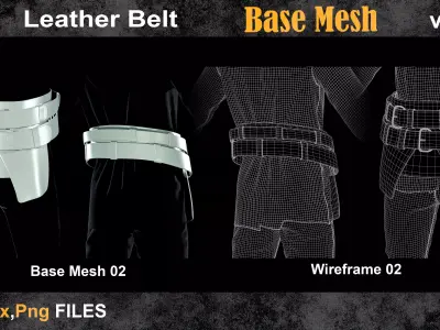 05 Leather Belt Base Mesh vol 25 Low-poly 3D model