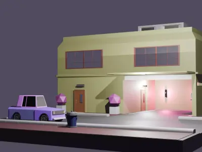 LOW POLY GARAGE Low-poly 3D model