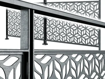 Set of modern railings 2 3D model