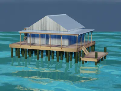Fishing Camp House Low-poly 3D model