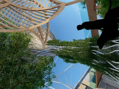 Sustainable Urban Plaza Low-poly 3D model