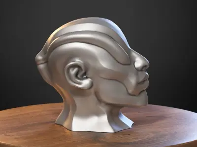 Robot human bust Headphone Stand Cyborg Robot human bust  3D print model