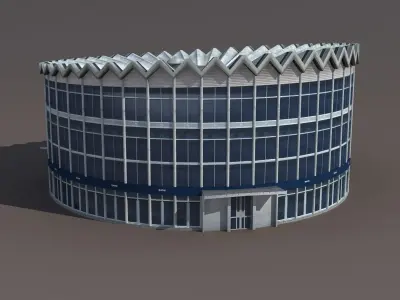 Rotunda building with circular shape Low-poly 3D model