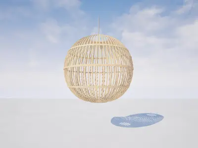 Rattan Hanging Lamp Set Tropical Ceiling Decor 3D model