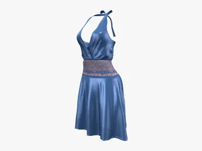 Chiffon Lace Dress Low-poly 3D model