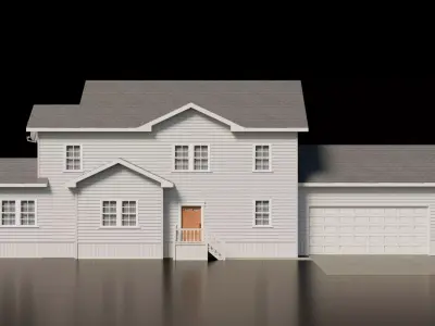American Cottage House 6 Low-poly 3D model