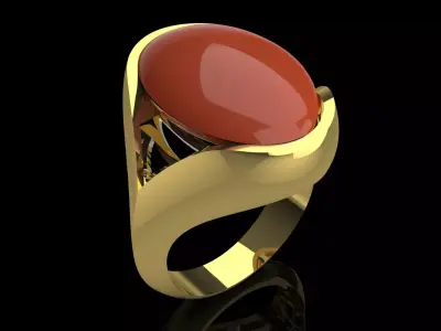 Man Modern Design Gold STL Ring with Agate Stone Model mr0250 3D print model purchase