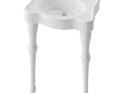White Console Sink China Two Spindle Legs 3D model
