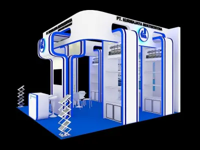 Booth Exhibition Design size 6x6 m three sides open Low-poly 3D model purchase