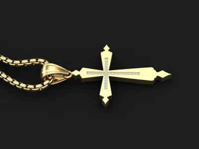 High Cross Pendant Light Gold 18K 3CP018 3D print model