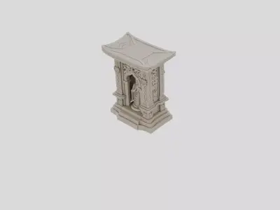 Fantasy Stone Shrine Statue for 3D print Low-poly 3D model
