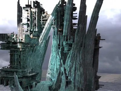 Sci fi Light gravity training arena mountain 3D model