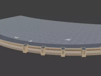 FLUGHAFEN TEMPELHOF landing area with Ju52 1936 skin 3D model