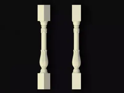 baluster pair of wooden rods 3D model