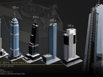 NewYork City Buildings and Street Environment 3D Asset Kitbash Low-poly 3D model