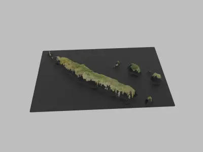 New Caledonia Map Country Low-poly 3D model