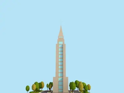 Cartoon Low Poly New York Empire State Building Low-poly 3D model