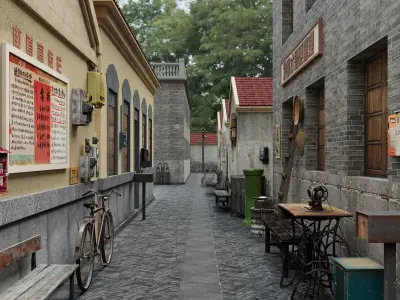 Chinese architecture and streets 3D model