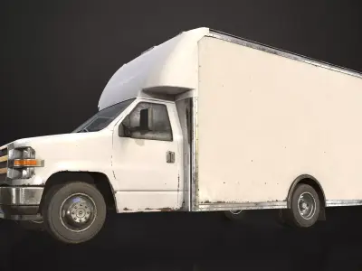 Medium Duty Truck V1 - Box Van Low-poly 3D model