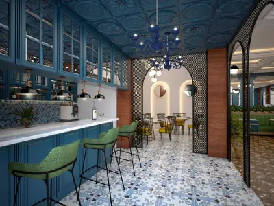 Restaurant floor plan of computer game 3D model