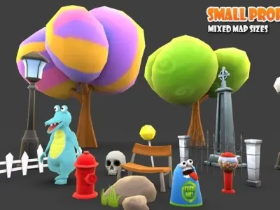Cartoon Amusement Park Low-poly 3D model
