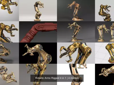 Robotic Arms Rigged 4 in 1 3D Model Pack