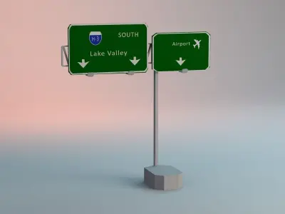 Road Signs And Traffic Signs Low-poly 3D model