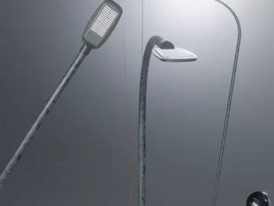 Street Light 2 Galvanized F1 M2 K0 10000mm Low-poly 3D model