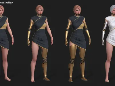 Cyber Girl R35 Pack Low-poly 3D model